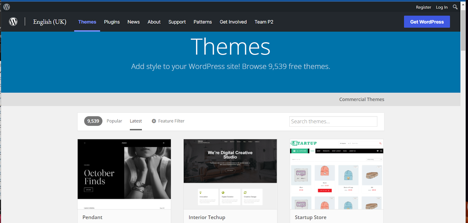 There are over 9.500 free WordPress themes in the repository