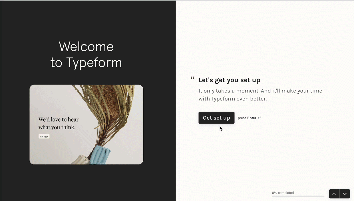Creating new account at Typeform best product led growth examples