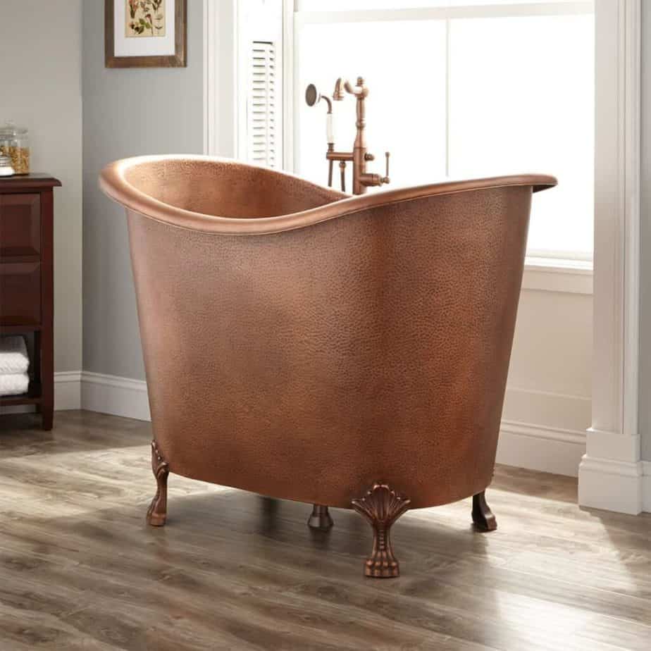 abbey hammered copper double slipper clawfoot soaking tub