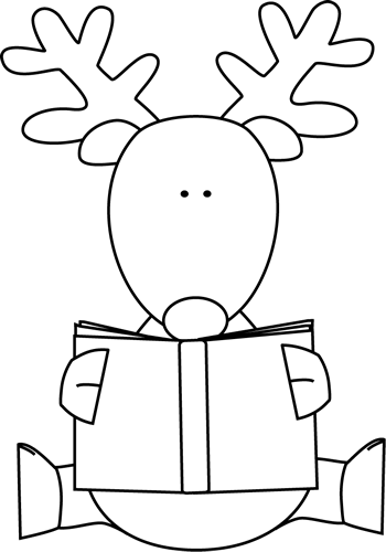 reindeer-reading-book-black-white.png