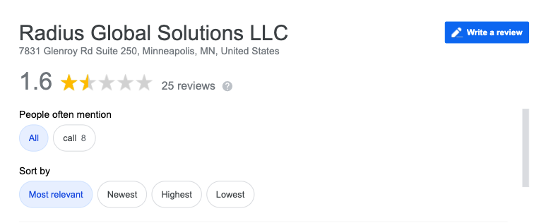 radius global solutions low rating