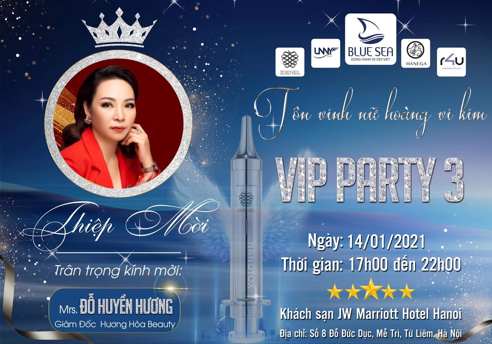 CEO Đỗ Huyền Hương tham gia Vip party 3 do công ty BlueSea tổ chức.