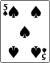 Playing card spade 5.svg