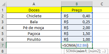 Adicionando a função SOMA