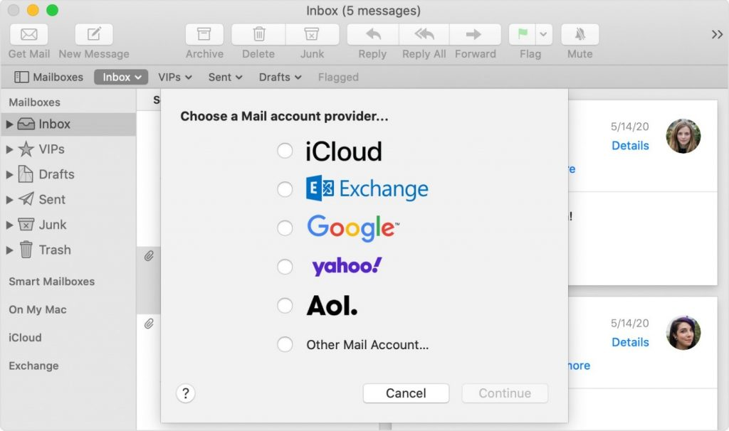 Choosing an email provider with Apple Mail