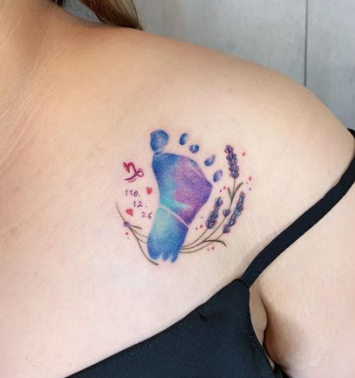 Foot Print Lavender Tattoo Designs