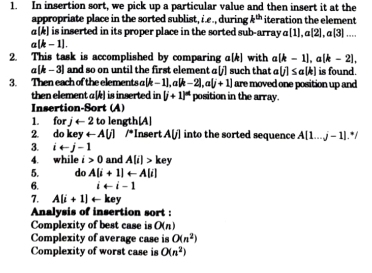 algorithm for insertion sort in data structures