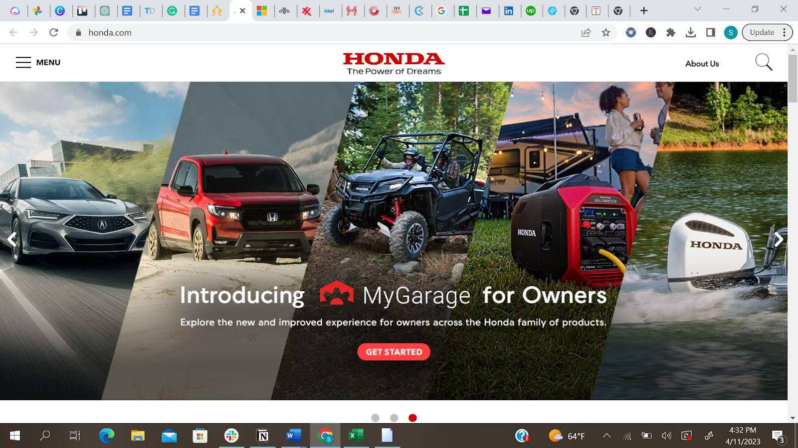 A representation of Honda's website design