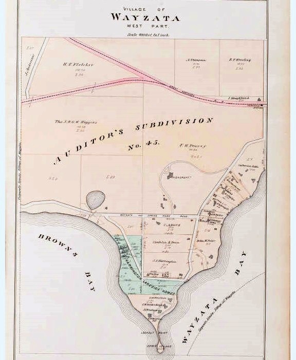 Western Wayzata and the Ferndale peninsula (bottom), 1898 plat map (courtesy John Borchert Map Library, University of Minnesota)