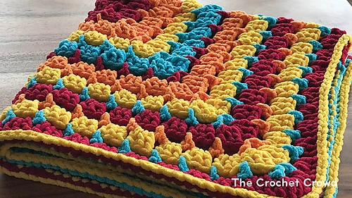colorful crochet blanket made from the center out