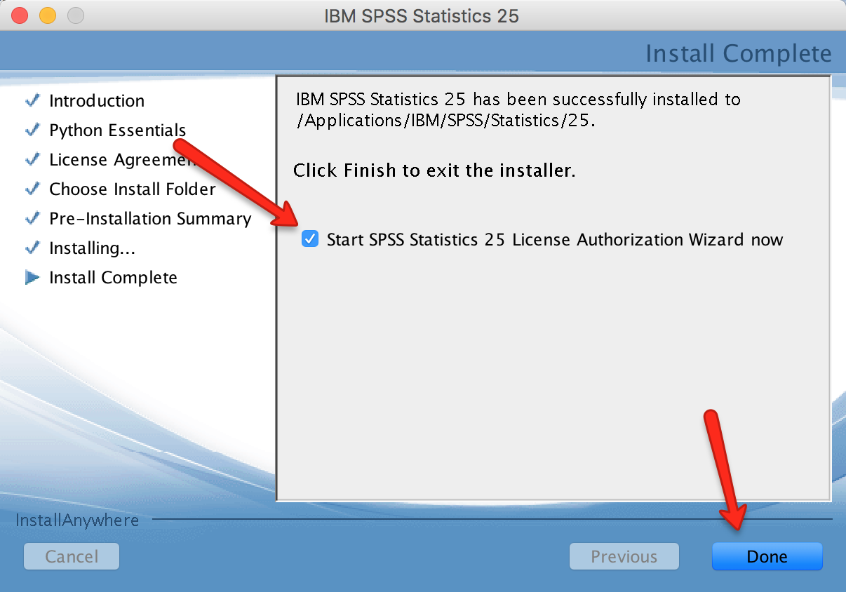 SPSS Installer Finish