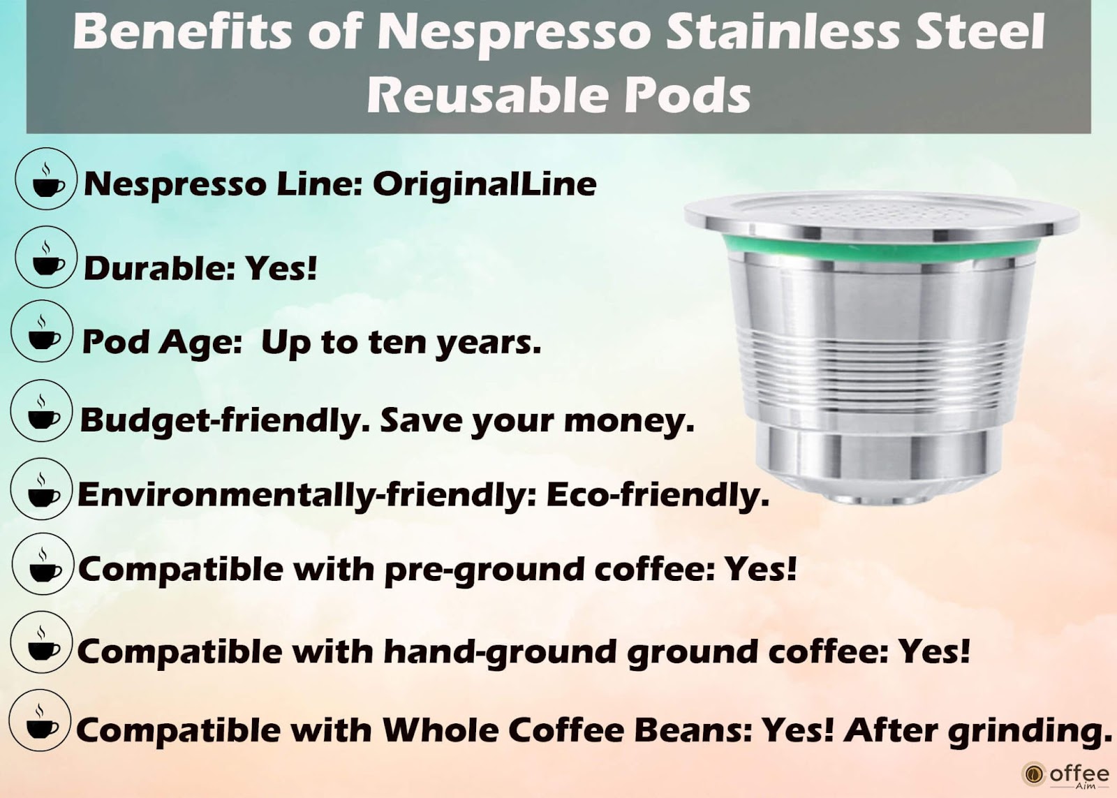 Benefits of Nespresso stainless steel reusable pods