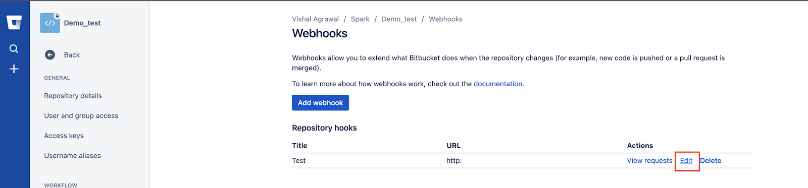 Bitbucket Webhook: Step 4.1 