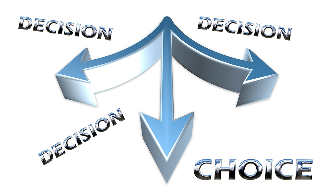 Arrows labeled decision and one arrow labeled choice.