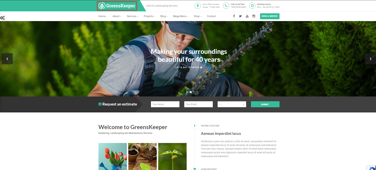 GreensKeeper - Landscaping and Gardening WordPress Theme