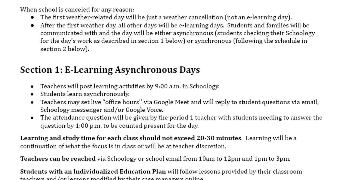 2022-23 HHS Asynchronus & Synchronus learning expectations