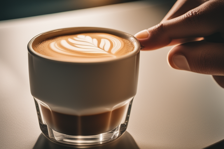 Image of a person tasting a cortado and latte