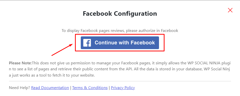 Facebook feed configuration