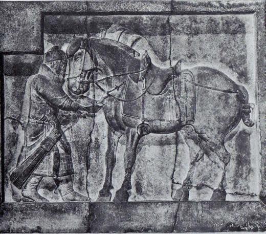 Relief of soldier and horse from the tomb of Emperor Taizong