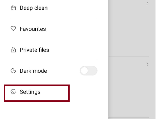 Open file manager and click on Settings