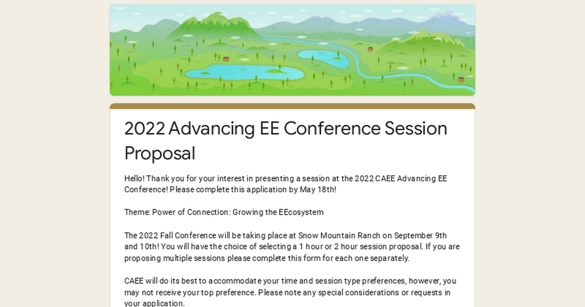 2022 Advancing EE Conference Session Proposal