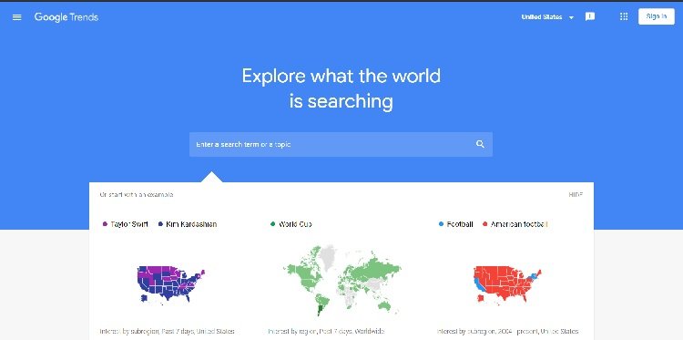 Google Trends Homepage