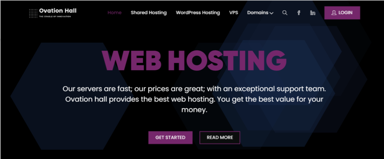 cost of hosting a website in Ghana ; Ovation hall