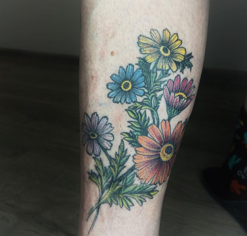 flower tattoo for leg