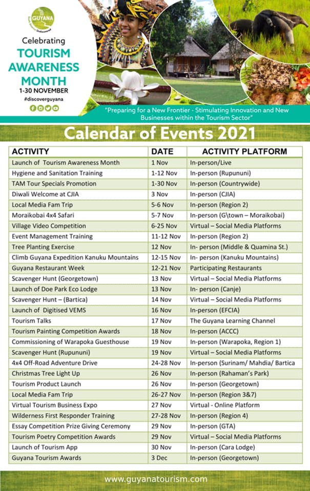 guyana tourism awareness month schedule photo of many evennts