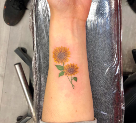 Small Sunflowers Color Tattoo