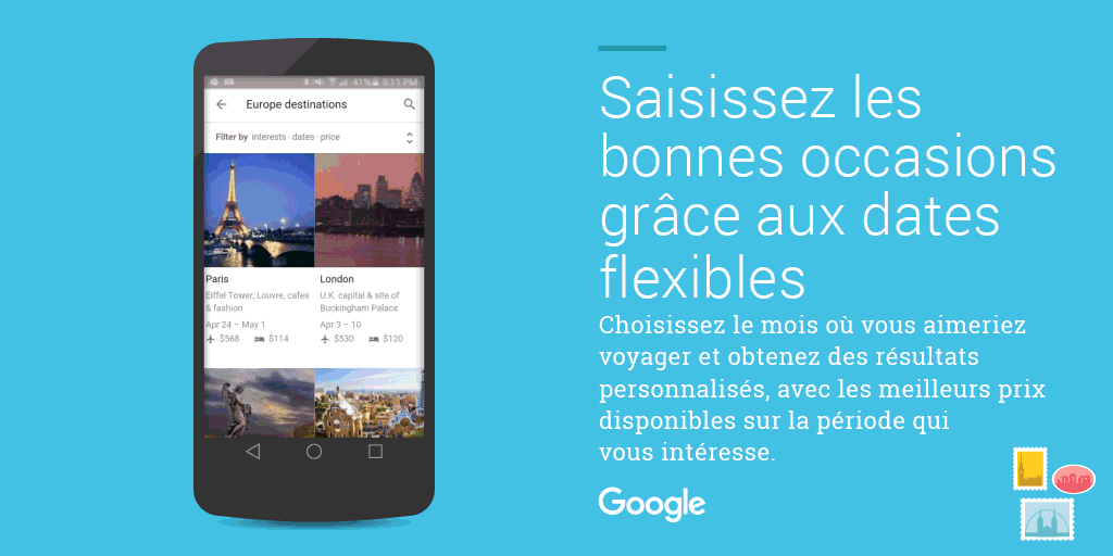 un gif montrant les résultats de la recherche pour les présentations en europe