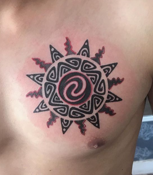 Very Nice Maori Tribal Chest Tattoo