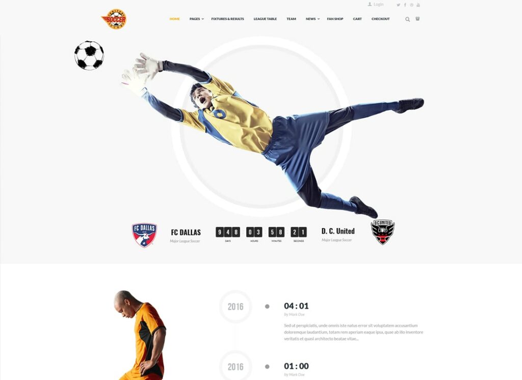 Club de fútbol |  Tema de WordPress del equipo de fútbol