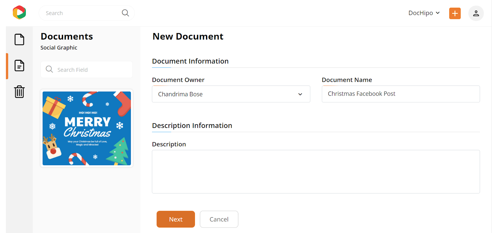 Add Document Name and Descrption