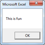 Simple Message in Excel VBA