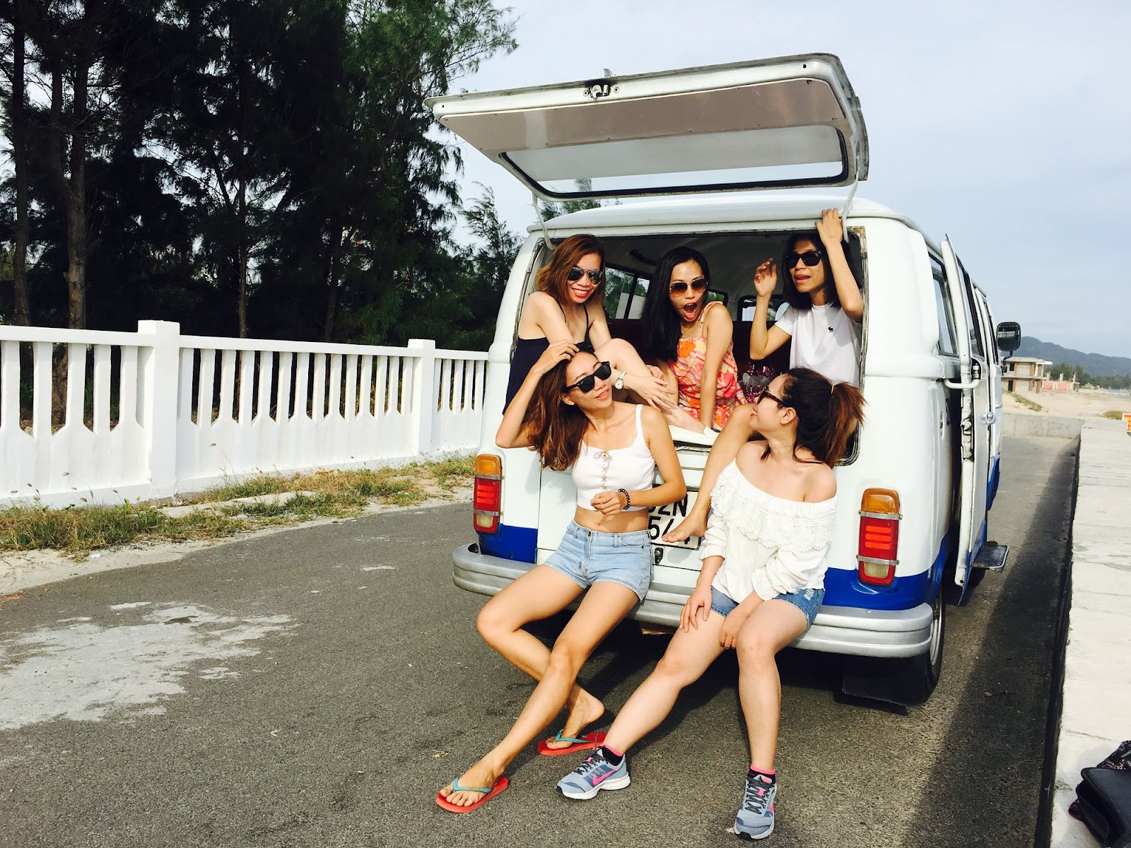friends in car having fun, road trip, summer, travel, vacation