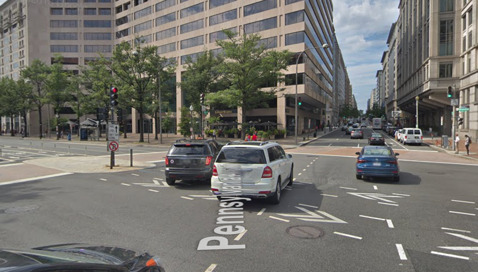 street view of 12th Street and Pennsylvania Avenue NW from google maps