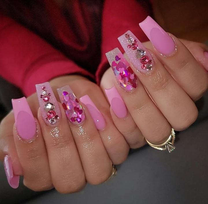 Funky Pink Glamorous Birthday Nails