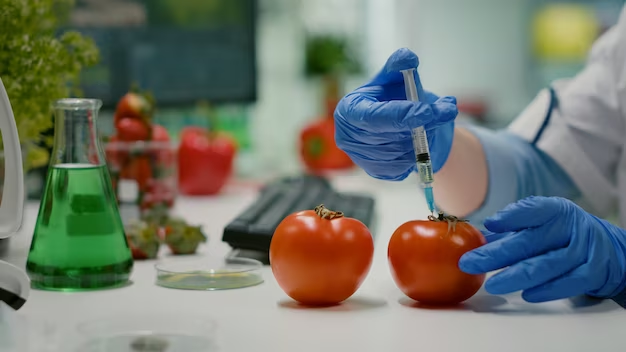 A tomato being injected