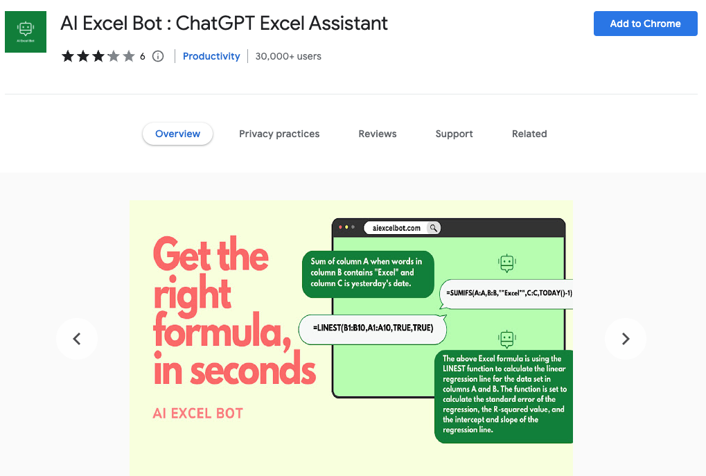 Best AI Chrome Extensions: AI Excel Bot