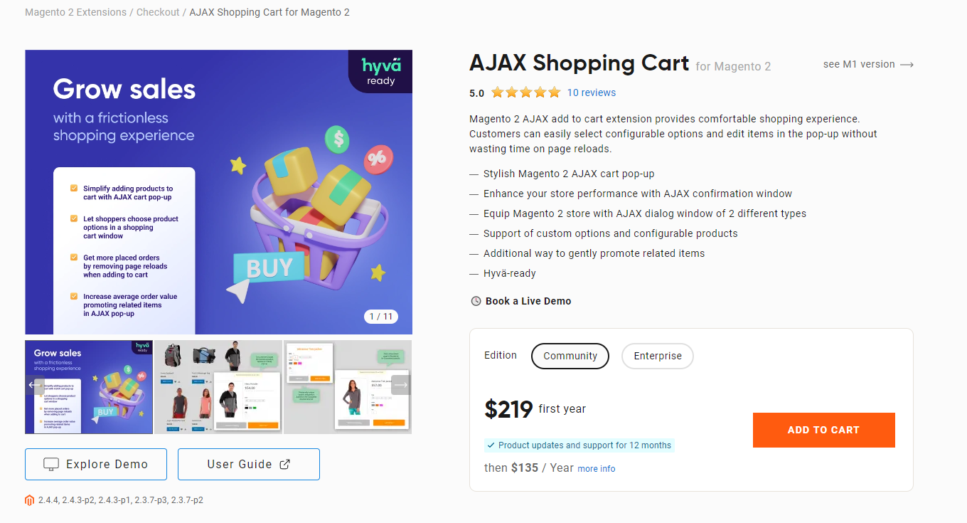 AJAX Shopping Cart for Magento 2 by Amasty