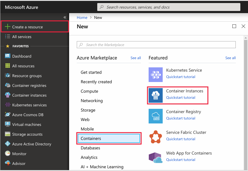 Screenshot of Azure platform.