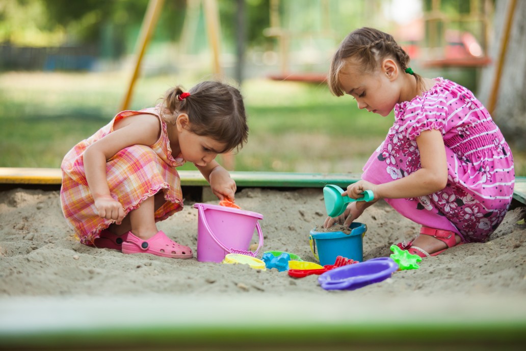 Never forget the toys when creating a sandpit.