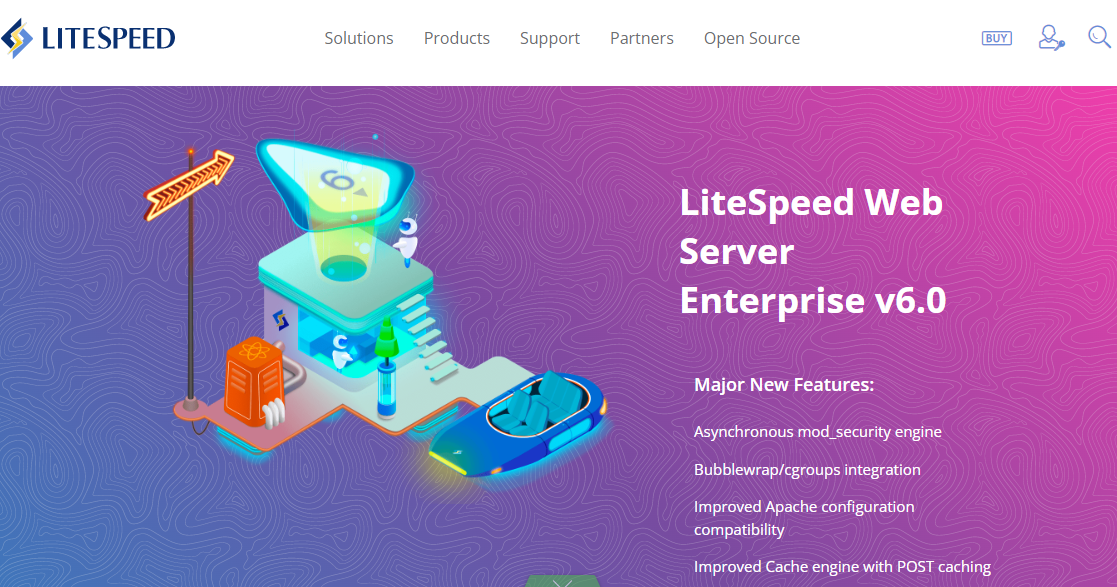 Página inicial do site LiteSpeed