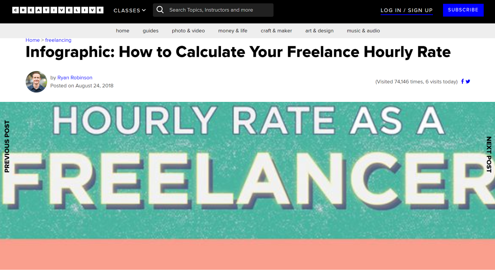 Ryan Robinson used the skyscraper technique in his article targeting the keyword "freelance hourly rate calculator"