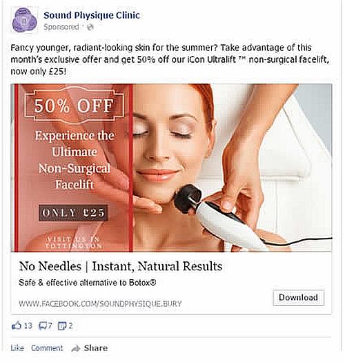 Sound Physique Clinic Facebook Ad Screenshot