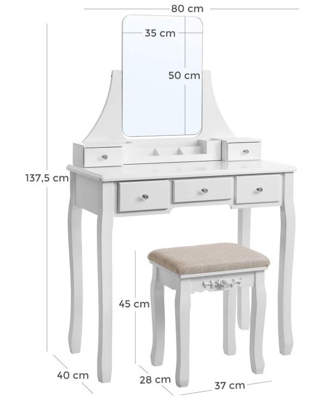 Recenze Creative-home.cz: bílý toaletní stolek s židlí