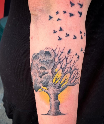 Yellowish Tree Tattoo