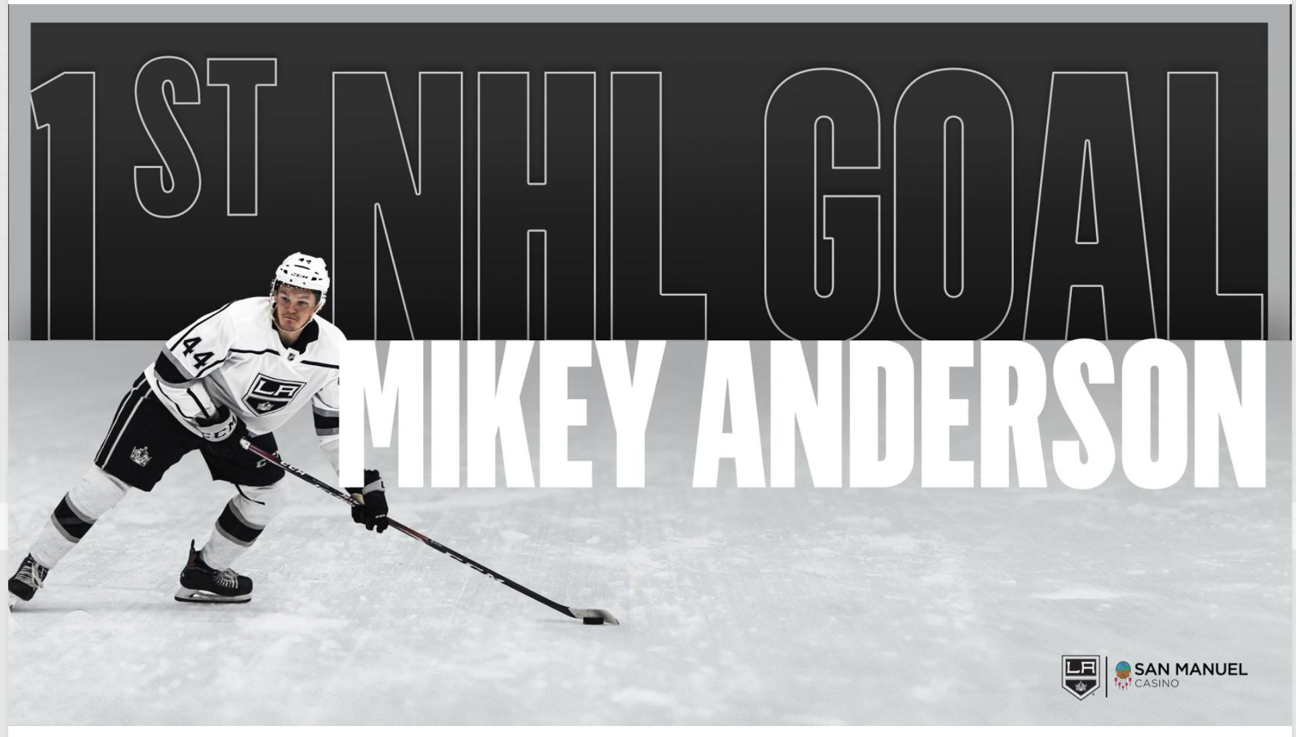 Newcomer Mickey Anderson has made an instant impact, scoring his first NHL goal with the Los Angeles Kings.