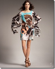 Blumarine  Butterfly-Print Draped-Sleeve Dress